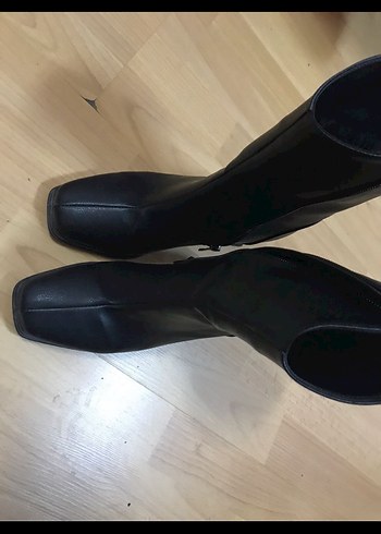 37 Beden siyah Renk Siyah Deri Tokalı Stiletto Kadın Bot