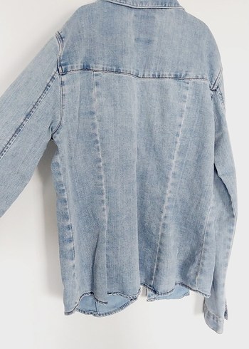 Kadın Mavi Denim Düğmeli Ceket - Görsel 3