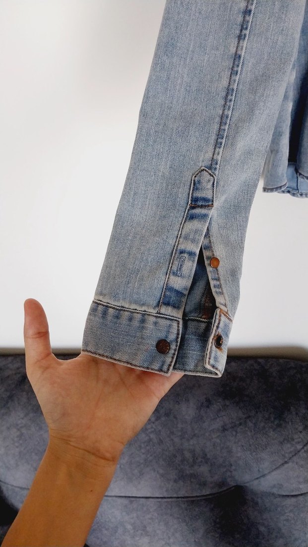 Kadın Mavi Denim Düğmeli Ceket - Görsel 4