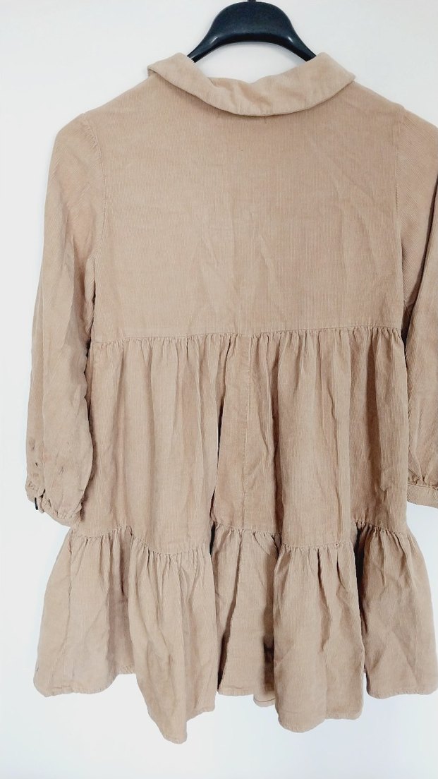 Kız Çocuk Bej Keten Bohem elbise - Görsel 3
