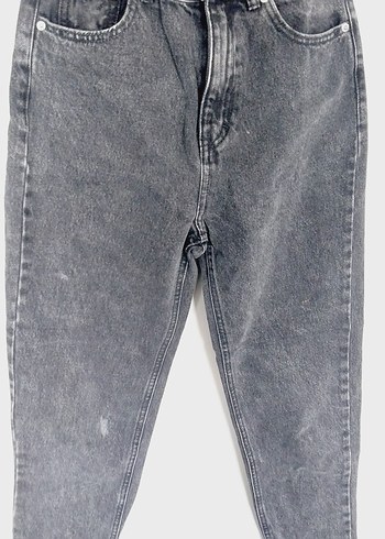 koyu Gri Bol Kesim Midi Denim Kadın Pantolon - Görsel 3