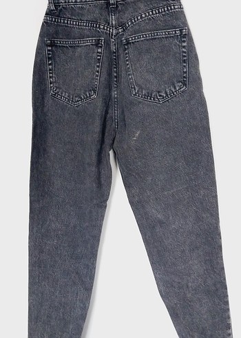 koyu Gri Bol Kesim Midi Denim Kadın Pantolon - Görsel 4