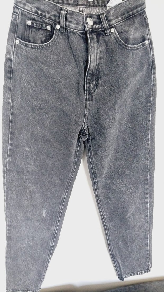 koyu Gri Bol Kesim Midi Denim Kadın Pantolon - Görsel 3