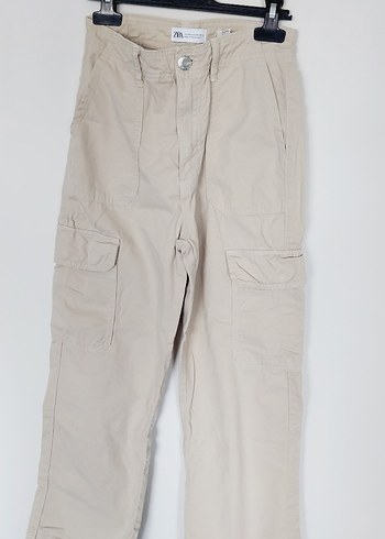 Bej Kadın Rahat Kesim kargo Pantolon - Görsel 3