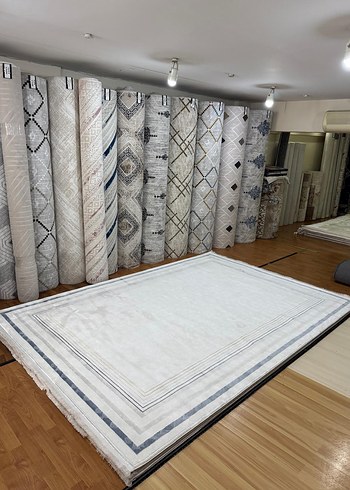 Modern Klasik Beyaz Gri Halı