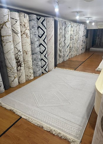 Bohem Krem Düz Desenli Halı