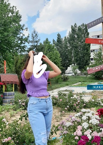 mor crop tarzı bluz