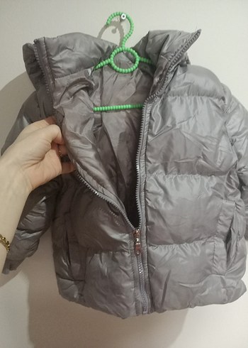 Kapüşonlu Gri Erkek Çocuk Mont - Görsel 4