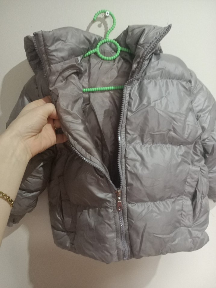 Kapüşonlu Gri Erkek Çocuk Mont - Görsel 4