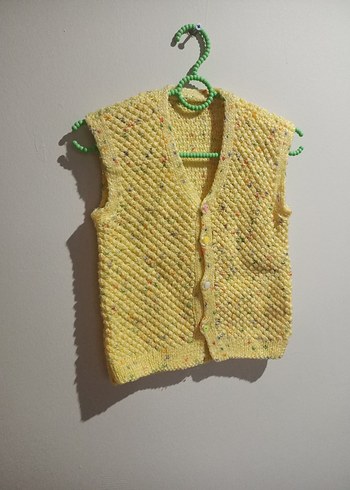 Sarı Örgü Kız Yeleği - Görsel 2