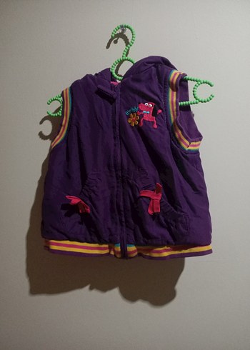 Mor Nakışlı Kız Çocuk Fermuarlı Yelek - Görsel 5