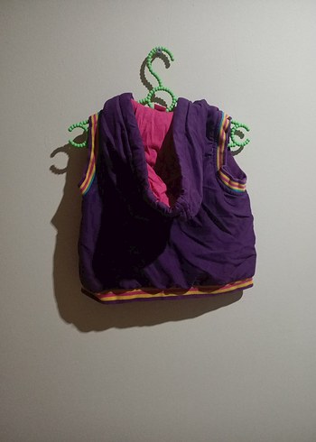 Mor Nakışlı Kız Çocuk Fermuarlı Yelek - Görsel 3