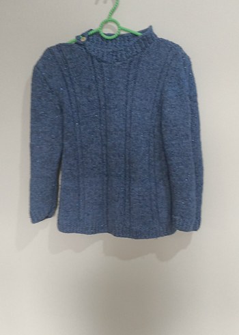 Erkek Çocuk Mavi Örgü kalin kazak - Görsel 2