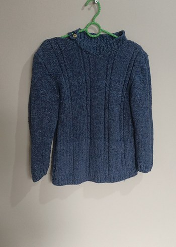 Erkek Çocuk Mavi Örgü kalin kazak - Görsel 3