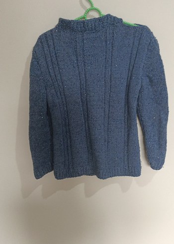 Erkek Çocuk Mavi Örgü kalin kazak - Görsel 4