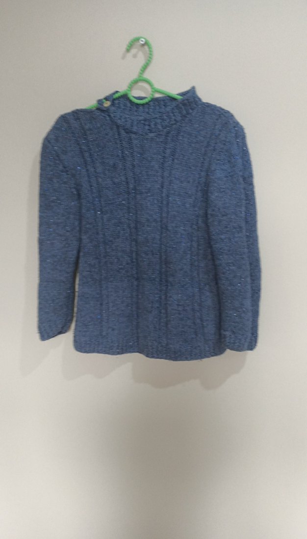 Erkek Çocuk Mavi Örgü kalin kazak - Görsel 2