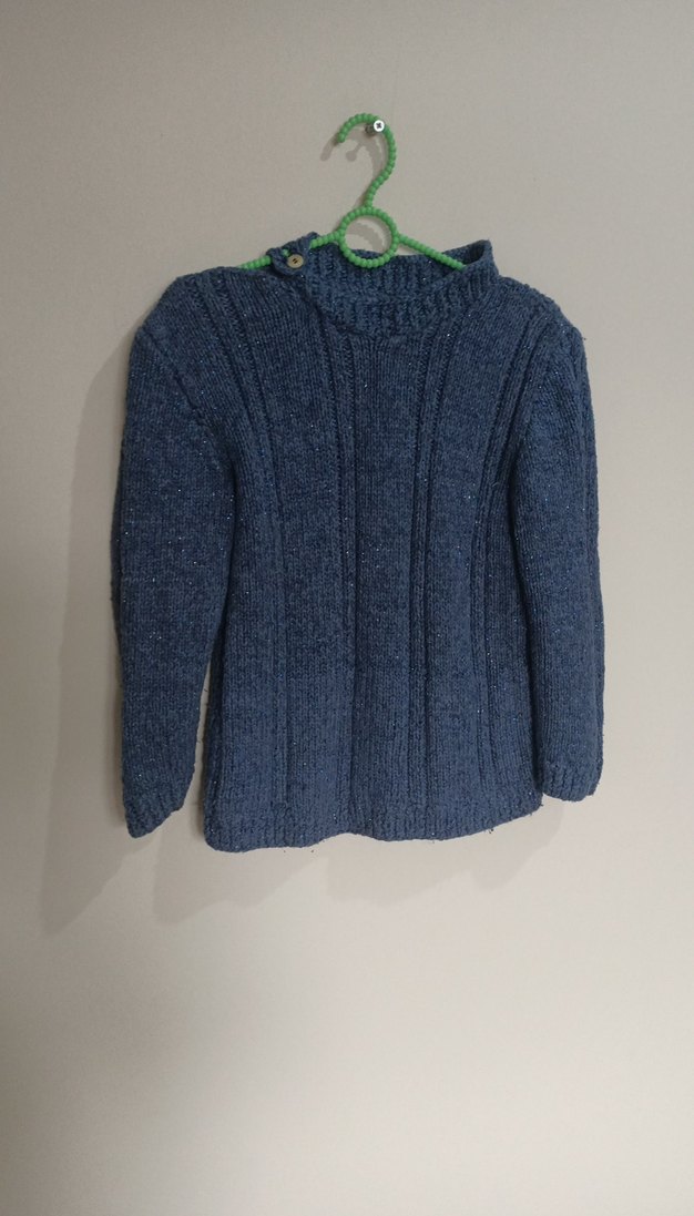 Erkek Çocuk Mavi Örgü kalin kazak - Görsel 3