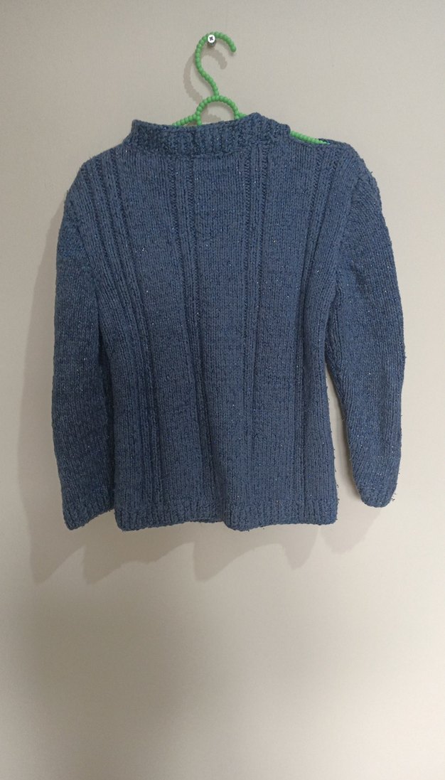 Erkek Çocuk Mavi Örgü kalin kazak - Görsel 5