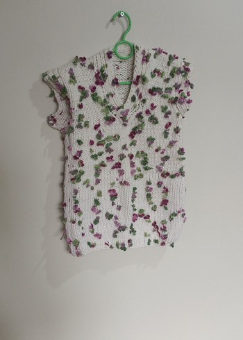 Kız Çocuk V Yaka Örme Bohem Yelek - Görsel 2