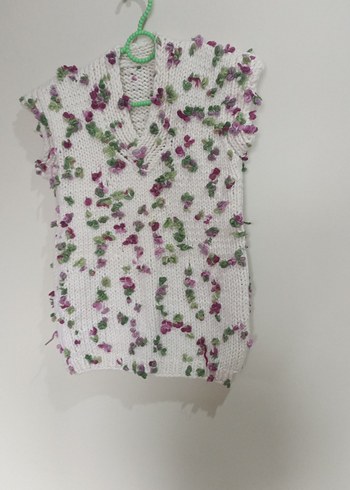 Kız Çocuk V Yaka Örme Bohem Yelek - Görsel 3