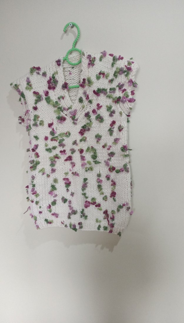 Kız Çocuk V Yaka Örme Bohem Yelek - Görsel 3