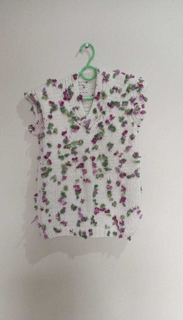 Kız Çocuk V Yaka Örme Bohem Yelek - Görsel 4