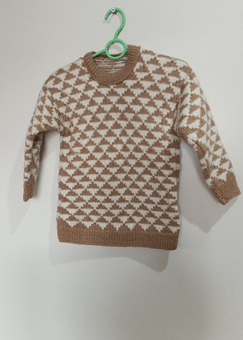 Erkek Çocuk Kahverengi Örgü Kalin kazak - Görsel 2