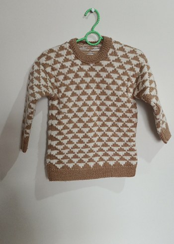 Erkek Çocuk Kahverengi Örgü Kalin kazak - Görsel 3