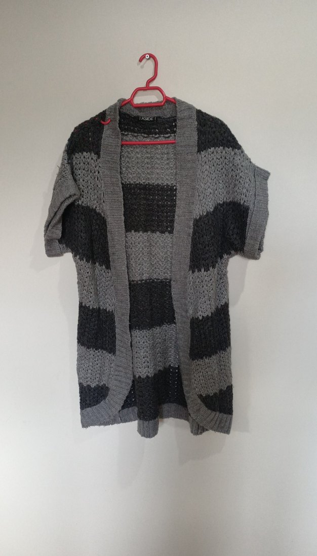 Gri Örgü Midi Kadın Hırka - Görsel 2