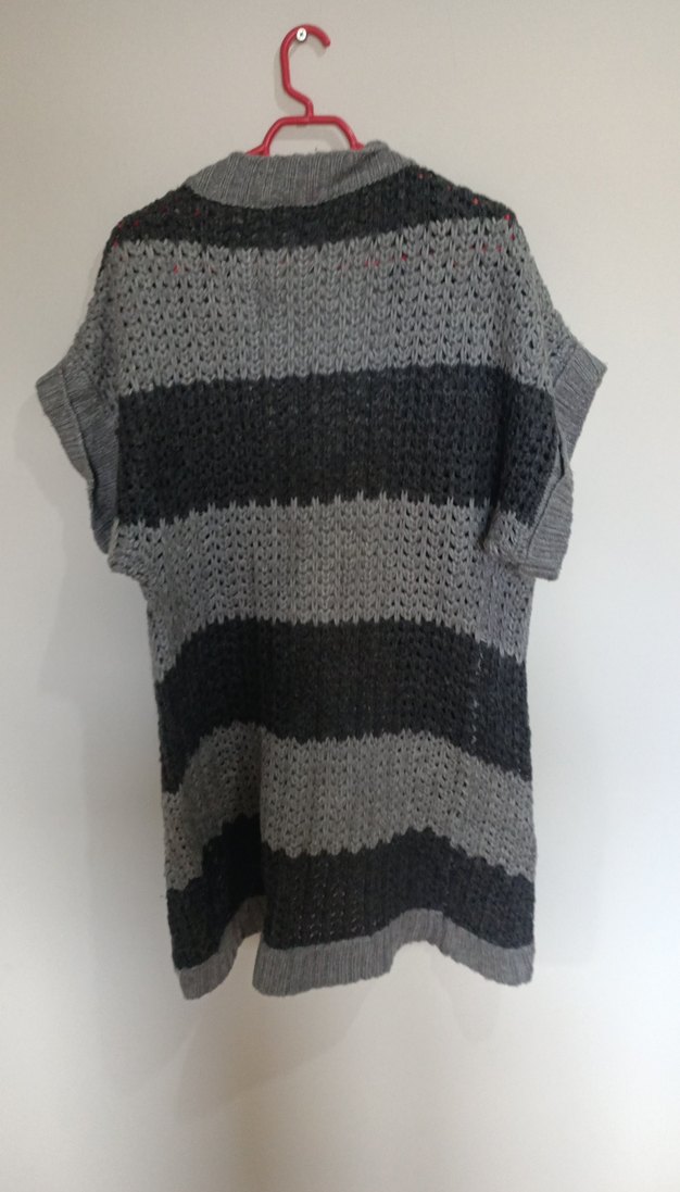 Gri Örgü Midi Kadın Hırka - Görsel 5