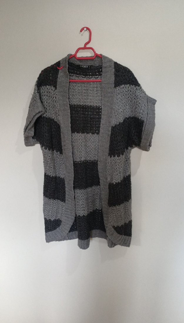 Gri Örgü Midi Kadın Hırka - Görsel 3