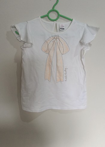 Kız Çocuk Beyaz Kısa Kollu Fırfırlı Tişört - Görsel 3