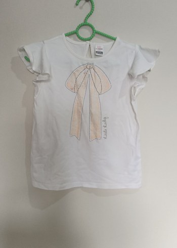 Kız Çocuk Beyaz Kısa Kollu Fırfırlı Tişört - Görsel 4