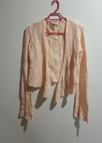 Bej Örgü Kadın Hırka Mini Kesim - Görsel 4