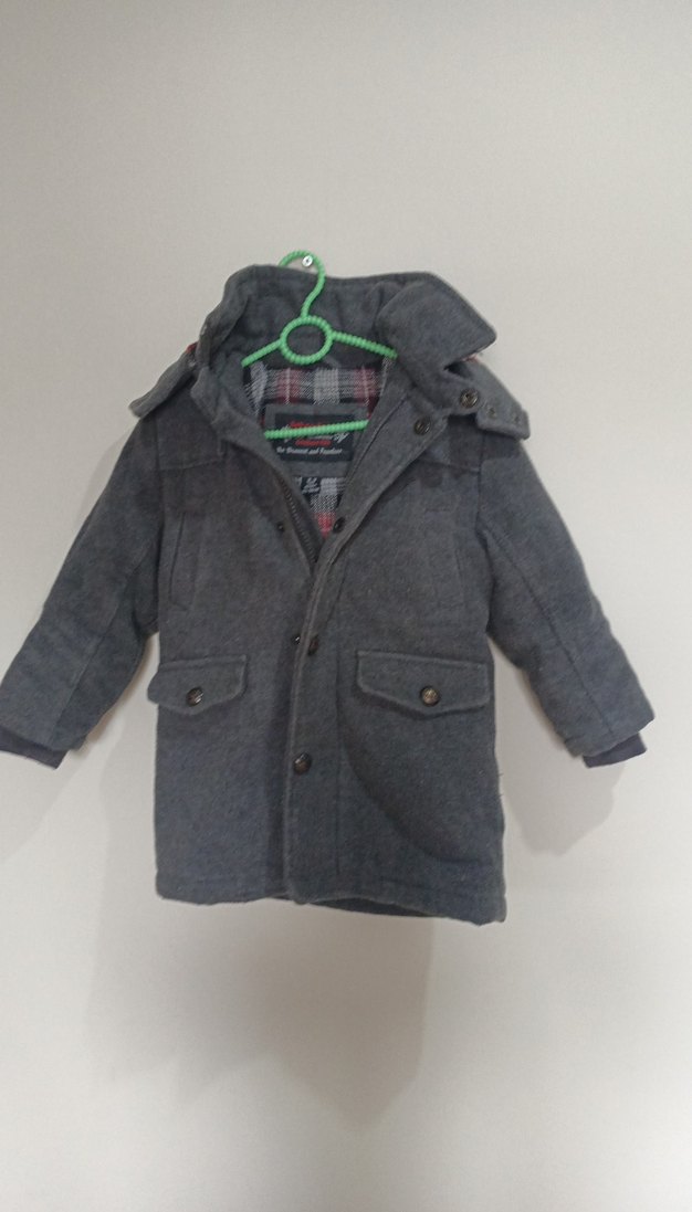 Gri Erkek Çocuk Düğmeli kaban - Görsel 2