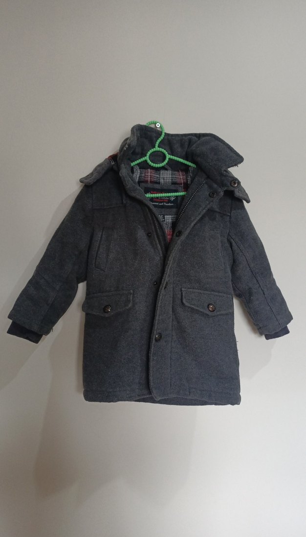 Gri Erkek Çocuk Düğmeli kaban - Görsel 3