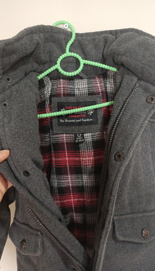 Gri Erkek Çocuk Düğmeli kaban - Görsel 4