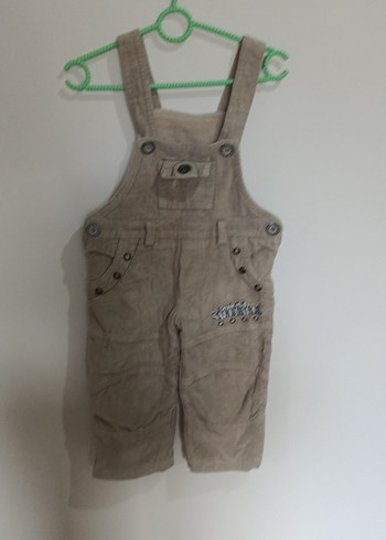 Erkek Çocuk Bej Düğmeli Kolsuz Tulum - Görsel 2