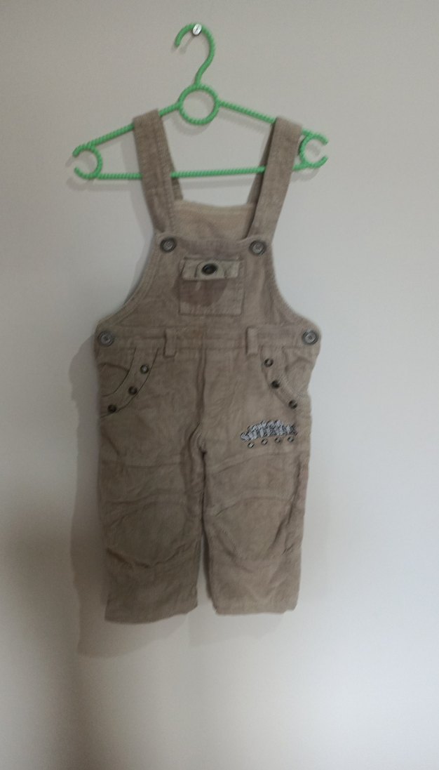 Erkek Çocuk Bej Düğmeli Kolsuz Tulum - Görsel 2