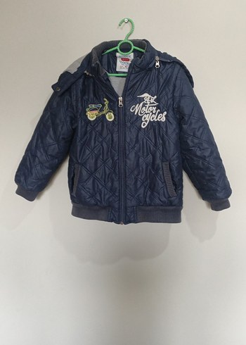 Erkek Çocuk Mavi Nakışlı Fermuarlı Biker Mont - Görsel 2
