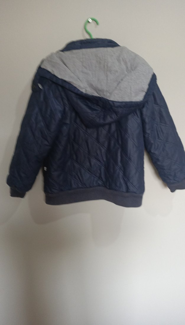 Erkek Çocuk Mavi Nakışlı Fermuarlı Biker Mont - Görsel 5