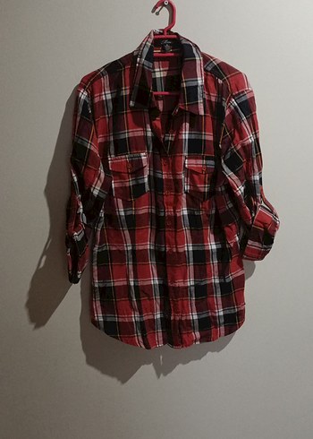 Düğmeli Kırmızı Ekose Gömlek - Görsel 3