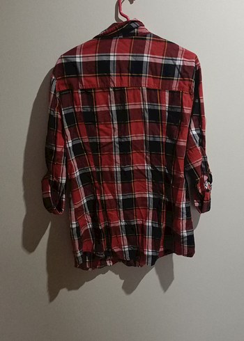 Düğmeli Kırmızı Ekose Gömlek - Görsel 5