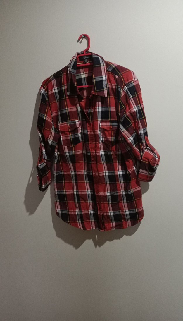 Düğmeli Kırmızı Ekose Gömlek - Görsel 2