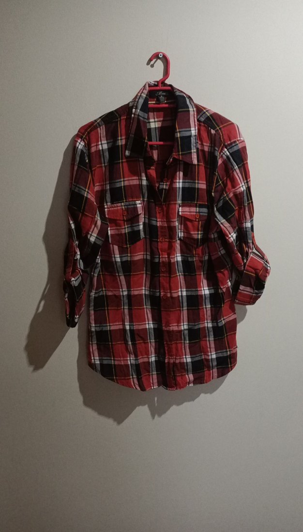 Düğmeli Kırmızı Ekose Gömlek - Görsel 3