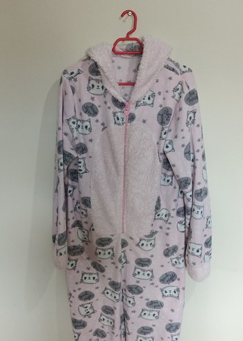 Pembe Desenli Kadın Uzun Kollu Tulum - Görsel 4