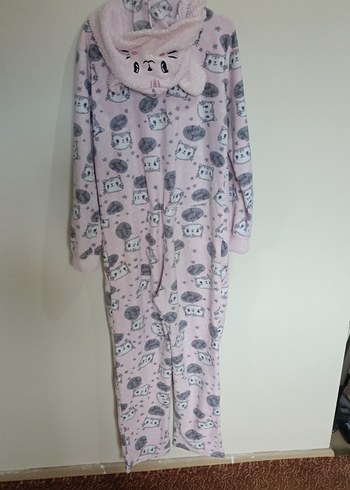 Pembe Desenli Kadın Uzun Kollu Tulum - Görsel 6