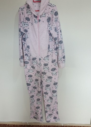 Pembe Desenli Kadın Uzun Kollu Tulum - Görsel 2