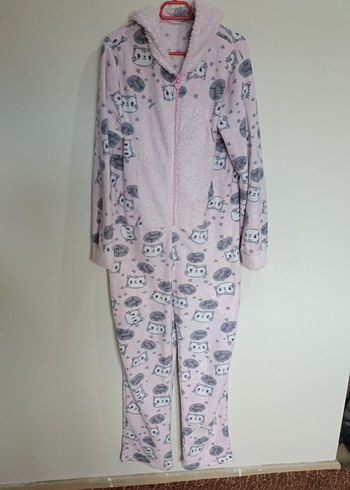 Pembe Desenli Kadın Uzun Kollu Tulum - Görsel 3