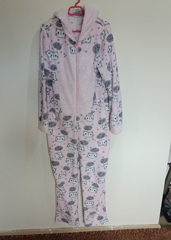 Pembe Desenli Kadın Uzun Kollu Tulum - Görsel 5